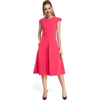 Dámské šaty M296 Šaty s obrácenými záhyby - růžové EU XL