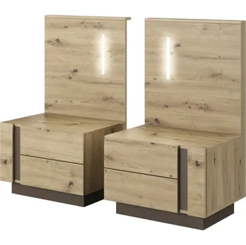 Noční stolek Eoshop Noční stolek (2 ks) CORA, Dub Artisan / Dub Artisan / Černý Grafit