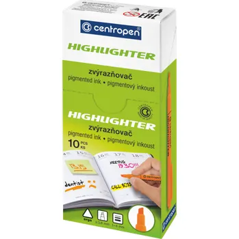 Zvýrazňovač Centropen Zvýrazňovač 8722 žlutý balení 10ks