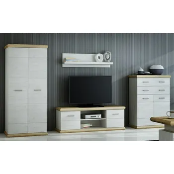 Obývací stěna Eoshop Sestava ROKA divoký dub/bílá (R-1 + R6 + R-11 + R-17)