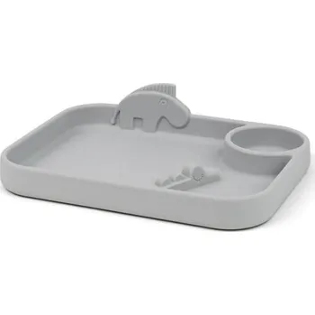 dětská jídelní sada DONE BY DEER Pekaboo dělený talíř Deer friends - šedý