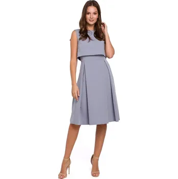 Dámské šaty K005 Přiléhavé šaty s odhalenými zády - holubičí šedá EU M