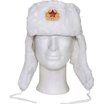 Klobouk MFH Čepice (beranice) ušanka ruská s odznakem bílá Velikost: L(58-59cm)