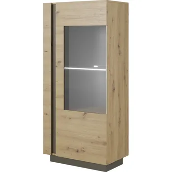 Knihovna Eoshop Prosklená Vitrína CORA 72, Dub Artisan / Dub Artisan / Černý Grafit