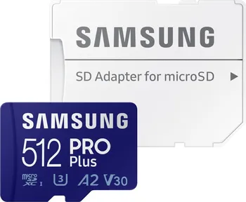 paměťová karta Samsung PRO Plus microSDXC 512 GB Class 10 UHS-I U3 + SD adaptér (MB-MD512KA/EU)