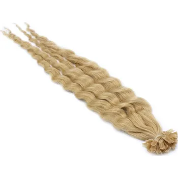Příčesek 60cm vlasy pro metodu keratin 0,5g/pr. kudrnaté – přírodní blond