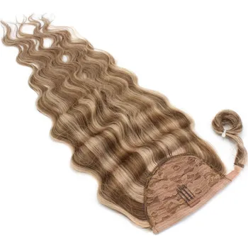 Příčesek Clip in culík z pravých lidských vlasů vlnitý 50cm - tmavý melír