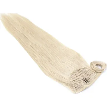 Příčesek Clip in culík z pravých lidských vlasů rovný 50cm - platina