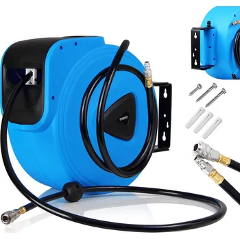 Držák na zahradní hadici Naviják s hadicí na stlačený vzduch 20 m | modrý