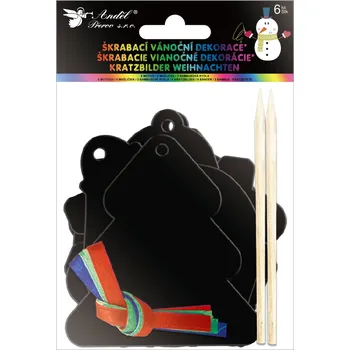 vyškrabávací obrázek Anděl Přerov Škrabací vánoční dekorace 11 cm 6 ks