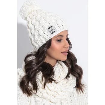 Čepice Glara Vlněná čepice s šálou 751320 bílá