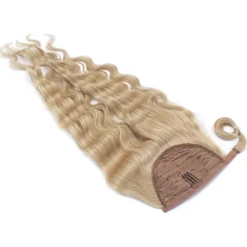 Příčesek Clip in culík z pravých lidských vlasů vlnitý 50cm - přírodní blond