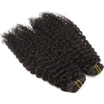 Příčesek Deluxe clip in kudrnaté vlasy 100% lidské REMY 50cm - přírodní černá