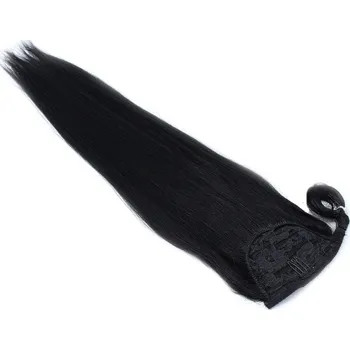 Příčesek Clip in culík z pravých lidských vlasů rovný 50cm - černá