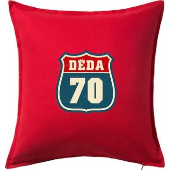 Polštář Děda 70 - Polštář 50x50 - 50x50 - Včetně výplně ( Červená )