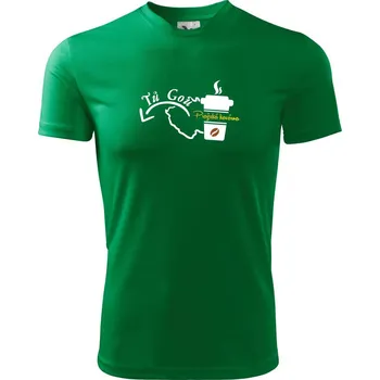 Pražská kavárna tů gou - Dětské triko sportovní (dresovina) - 158 cm/12 let ( Středně zelená )