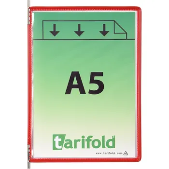 Kancelářský nábytek Závěsný rámeček s kapsou Tarifold, A5, otevřený shora, červený, 10 ks