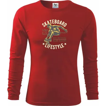 Chlapecké tričko Skateboard lifestyle community - Triko dětské Long Sleeve - 134 cm/8 let ( Červená )
