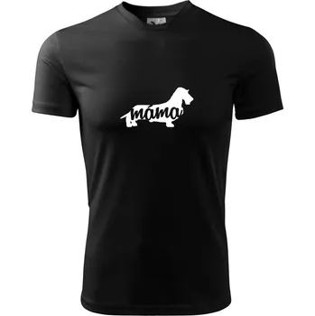 Chlapecké tričko Jezevčík dlouhosrstý máma obrys - Dětské triko sportovní (dresovina) - 134 cm/8 let ( Černá )