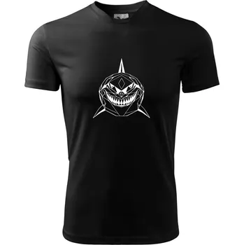 Chlapecké oblečení Geometrie - žralok tvář - Dětské triko sportovní (dresovina) - 134 cm/8 let ( Černá )