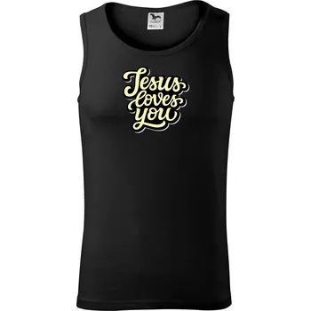 Pánské termoprádlo Jesus loves you - psací písmo - Tílko pánské Core - S ( Černá )