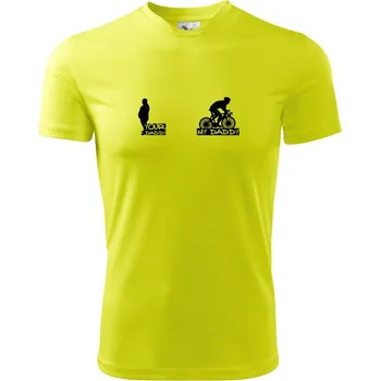 Chlapecké oblečení My daddy - Your daddy - Cyklista - Dětské triko sportovní (dresovina) - 134 cm/8 let ( Neonově žlutá )