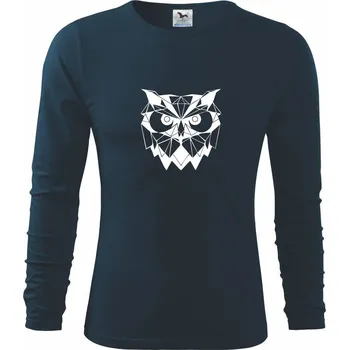 Pánská móda Geometrie - sova zlá - Triko s dlouhým rukávem FIT-T long sleeve - M ( Námořní modrá (velmi tmavá - téměř černá) )