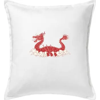 Polštář Dračí lodě ornament - Polštář 50x50 - 50x50 - Včetně výplně ( Bílá )