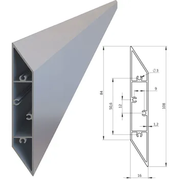 Plot Hliníkový profil kosý 108x16mm, na výplň, AL-LAF1-6