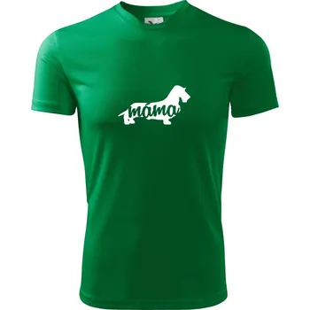 Jezevčík dlouhosrstý máma obrys - Dětské triko sportovní (dresovina) - 146 cm/10 let ( Středně zelená )