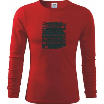 Pánské oblečení Vánoční vzor v rámečku - Triko s dlouhým rukávem FIT-T long sleeve - M ( Červená )