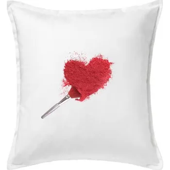 Polštář Makeup srdce - Polštář 50x50 - 50x50 - Včetně výplně ( Bílá )