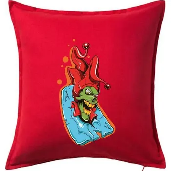 Polštář Poker - Joker v esu - Polštář 50x50 - 50x50 - Pouze potah ( Červená )