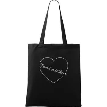 Nákupní taška Hlavně srdíčkem - Taška bavlněná - 42 x 38 cm ( Černá )