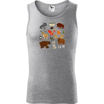 Lesní zvířátka - Tílko pánské Core - 2XL ( Tmavě šedý melír )