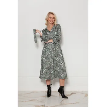 Dámské šaty Šaty se zavazováním na výstřihu a rukávech SUK209 Velikost: XL/2XL, Barva (Varianta): Listy