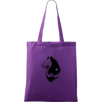 Medvěd s vlkem - Taška bavlněná - 42 x 38 cm ( Fialová )