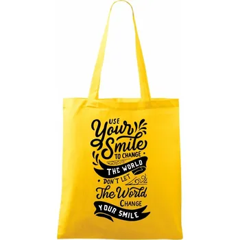 Your smile to change the world - Taška bavlněná - 42 x 38 cm ( Žlutá )