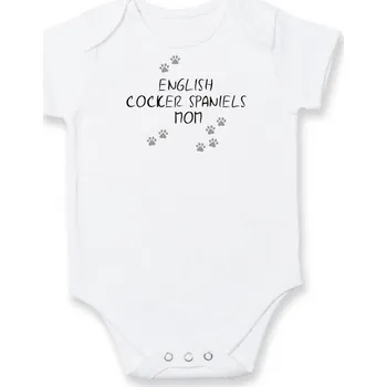 Kojenecký body English Cocker Spaniels mom (Anglický kokršpaněl) (Reflexní tlapky) - Body kojenecké s krátkým rukávem - Krátký r. 12-18 měs ( Bílá )