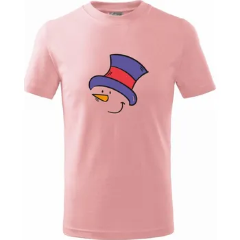 Obličej sněhuláka - Tričko dětské bavlněné - 104-110cm / 3-4 roky ( Růžová )