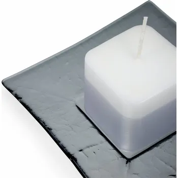 Svícen Skleněný svícen čirý kouřový s vonnou svíčkou