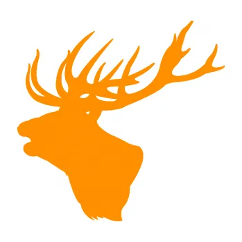 Samolepící dekorace SAMOLEPKA Jelen 001 levá silueta hlavy (06 - oranžová) NA AUTO, NÁLEPKA, FÓLIE, POLEP, TUNING, VLASTNÍ TEXT, TISK, AUTOSAMOLEPKY.cz, POLEPY, OBRÁZEK, LOGO, SAMOLEPKY