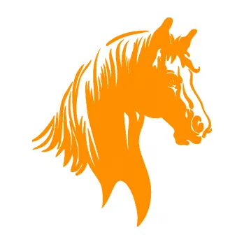 Samolepící dekorace SAMOLEPKA Kůň 066 pravá hlava s hřívou (06 - oranžová) NA AUTO, NÁLEPKA, FÓLIE, POLEP, TUNING, VLASTNÍ TEXT, TISK, AUTOSAMOLEPKY.cz, POLEPY, OBRÁZEK, LOGO, SAMOLEPKY