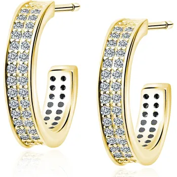 Náušnice Pozlacené stříbrné náušnice kroužky se zirkonovou výplní - Meucci SLE405