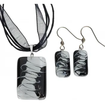 Souprava šperků Souprava skleněných šperků černobílá LENORE - 1701