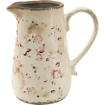 Béžový keramický džbán s jemnými kvítky Flerrié - 16*11*18 cm