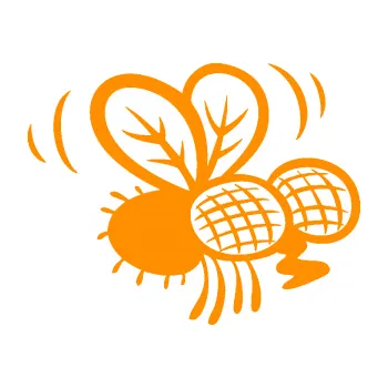 Samolepící dekorace SAMOLEPKA Moucha 002 pravá (06 - oranžová) NA AUTO, NÁLEPKA, FÓLIE, POLEP, TUNING, VLASTNÍ TEXT, TISK, AUTOSAMOLEPKY.cz, POLEPY, OBRÁZEK, LOGO, SAMOLEPKY