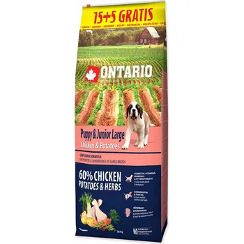 Krmivo pro psa Ontario Puppy & Junior Large Chicken & Potatoes 24 kg