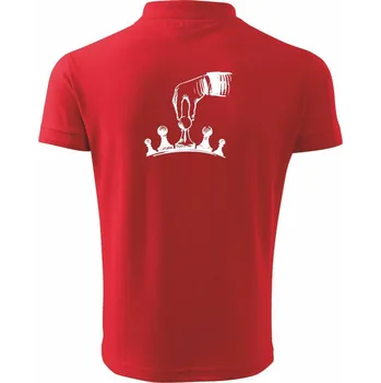 Pánská košile Šachy - ruka - Polokošile pánská Pique Polo 203 - M ( Červená )