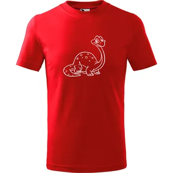 LORD OF PIXELS Dětské tričko s dinosaurem - Brontosarus Barva textilu: Červená, Dětská velikost: 110 cm/4 roky